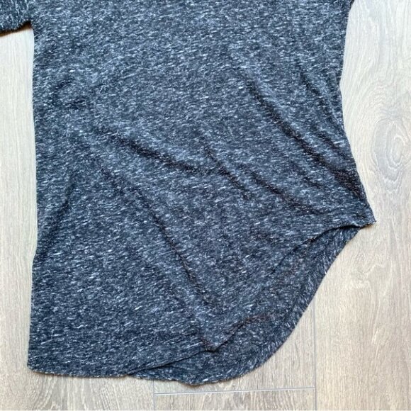 Revolve LNA Deep U Neck Tee T-Shirt Asymmetrical Hem Short Sleeve Heather Black - Picture 9 of 15